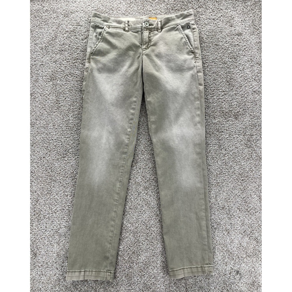 Pilcro and the Letterpress Pants Womens 25 Green Moss Hyphen Slim Weathered Wash